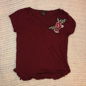 Maroon Flower T-Shirt
